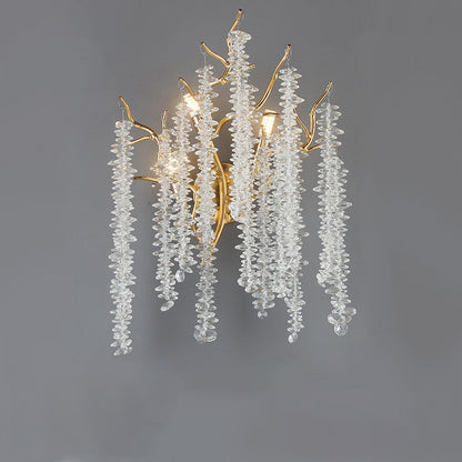 Tree Tassel Crystal Aluminum 3-Light Wall Sconce Lamp