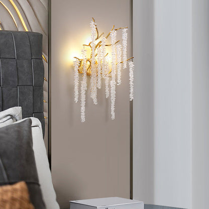 Tree Tassel Crystal Aluminum 3-Light Wall Sconce Lamp