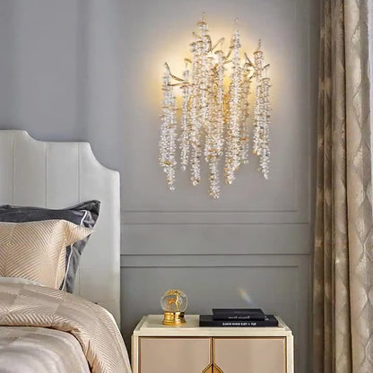 Tree Tassel Crystal Aluminum 3-Light Wall Sconce Lamp
