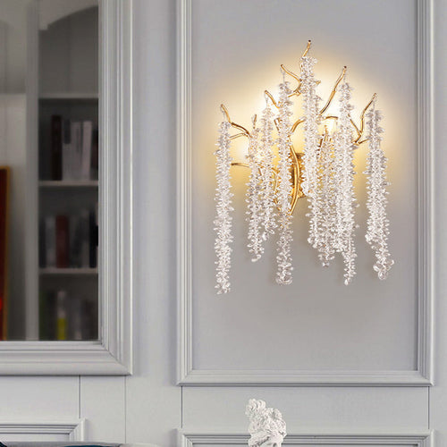 Tree Tassel Crystal Aluminum 3-Light Wall Sconce Lamp