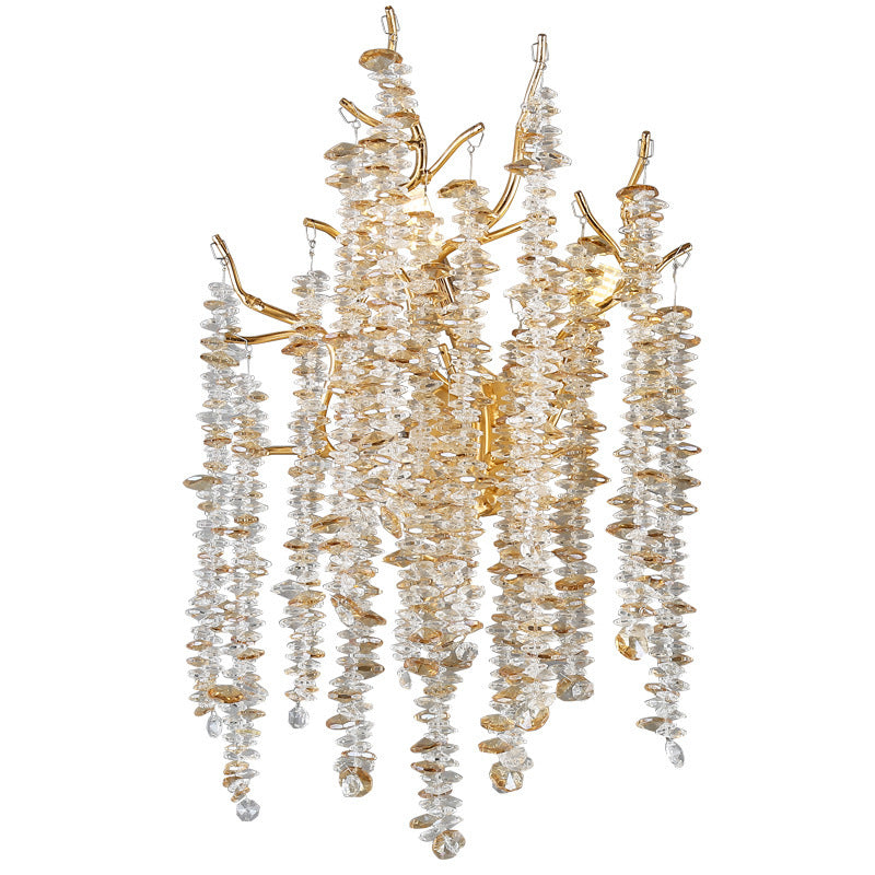 Tree Tassel Crystal Aluminum 3-Light Wall Sconce Lamp