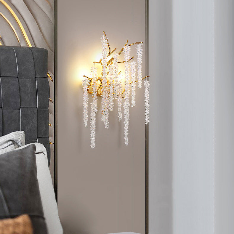 Tree Tassel Crystal Aluminum 3-Light Wall Sconce Lamp