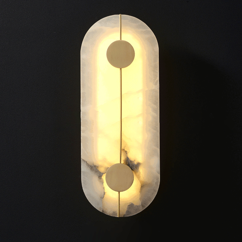 Luxury Round Oval Marble Brass LED Wall Sconce Lamp