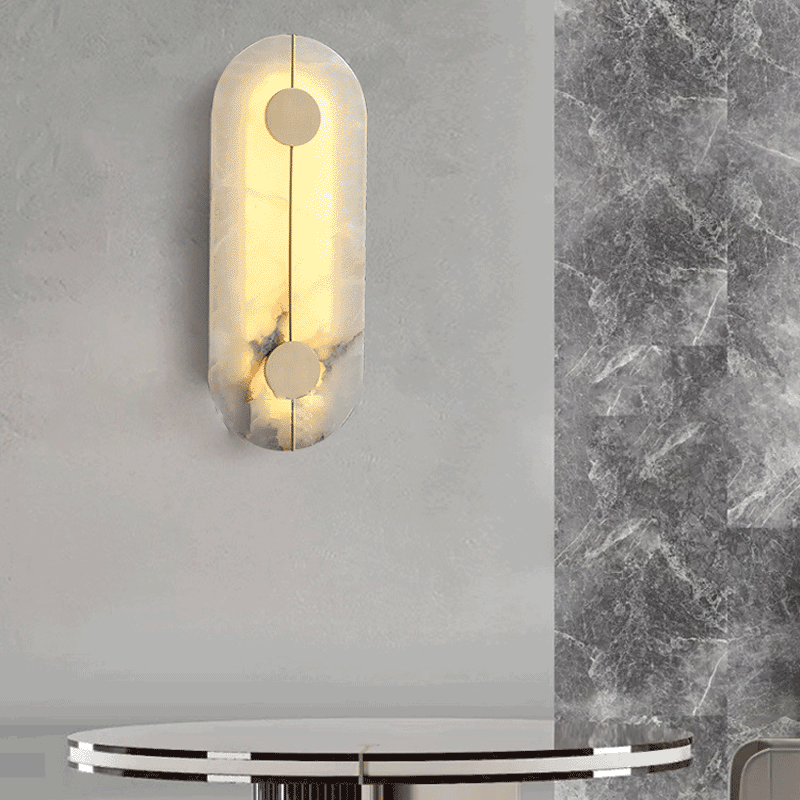 Luxury Round Oval Marble Brass LED Wall Sconce Lamp