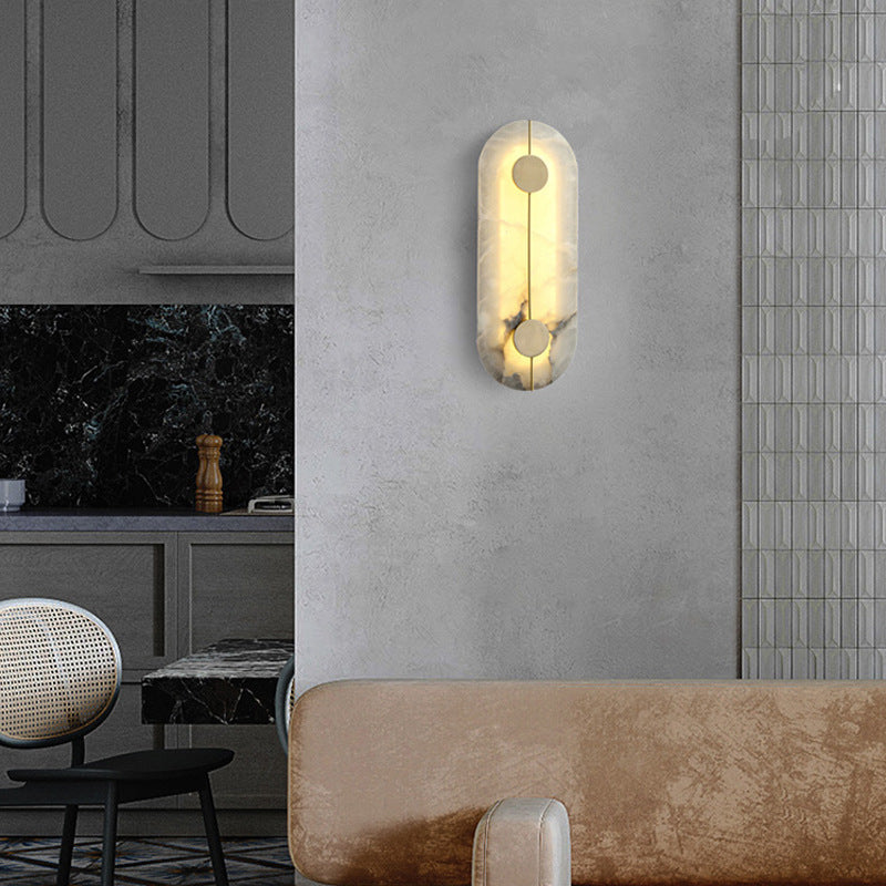 Luxury Round Oval Marble Brass LED Wall Sconce Lamp