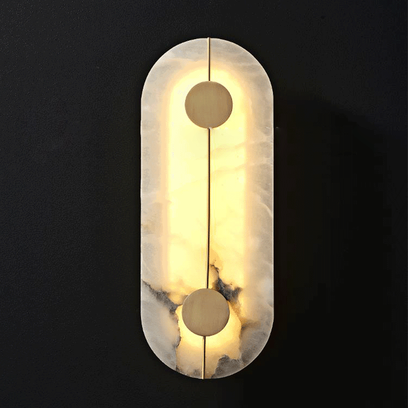 Luxury Round Oval Marble Brass LED Wall Sconce Lamp