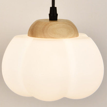 Japanese Glass PE Shade Wood 1-Light Wall Sconce Lamp