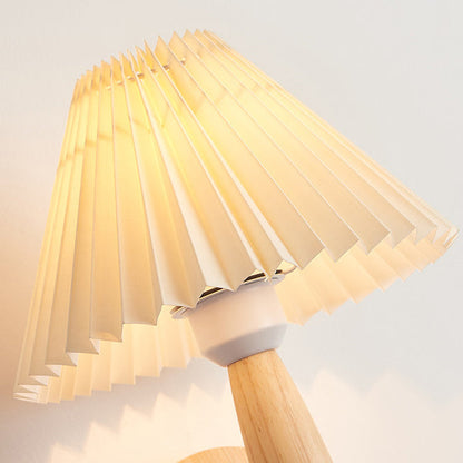 Chinese Umbrella Fabric Shade Wood 1-Light Wall Sconce Lamp