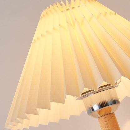 Chinese Umbrella Fabric Shade Wood 1-Light Wall Sconce Lamp