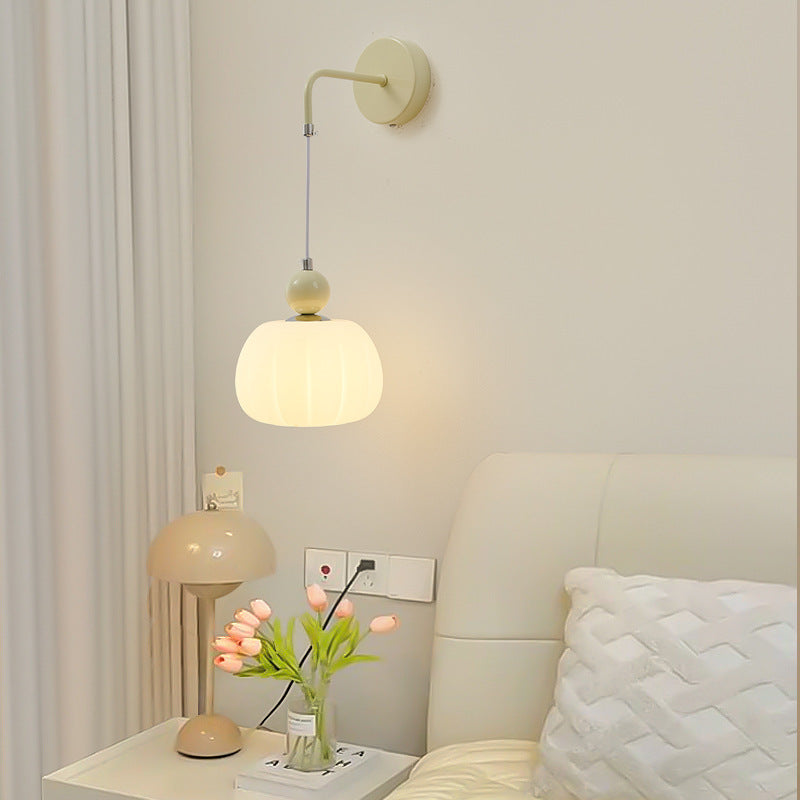 Small Pumpkin Shape Hardware PE 1-Light Wall Sconce Lamp