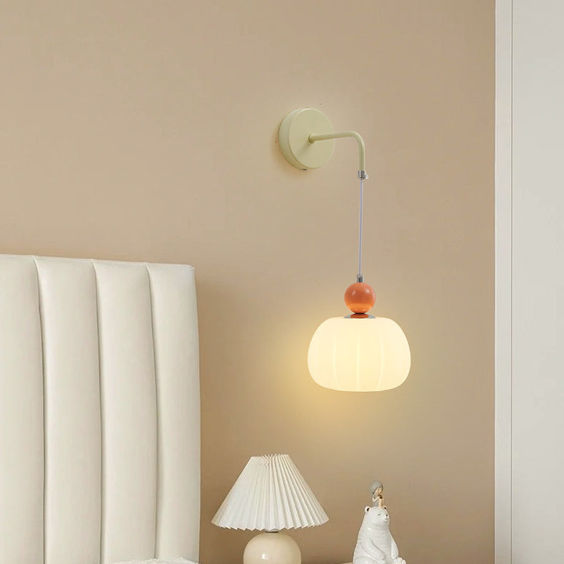 Small Pumpkin Shape Hardware PE 1-Light Wall Sconce Lamp