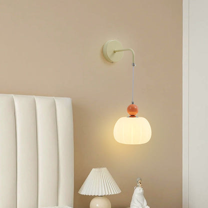 Small Pumpkin Shape Hardware PE 1-Light Wall Sconce Lamp
