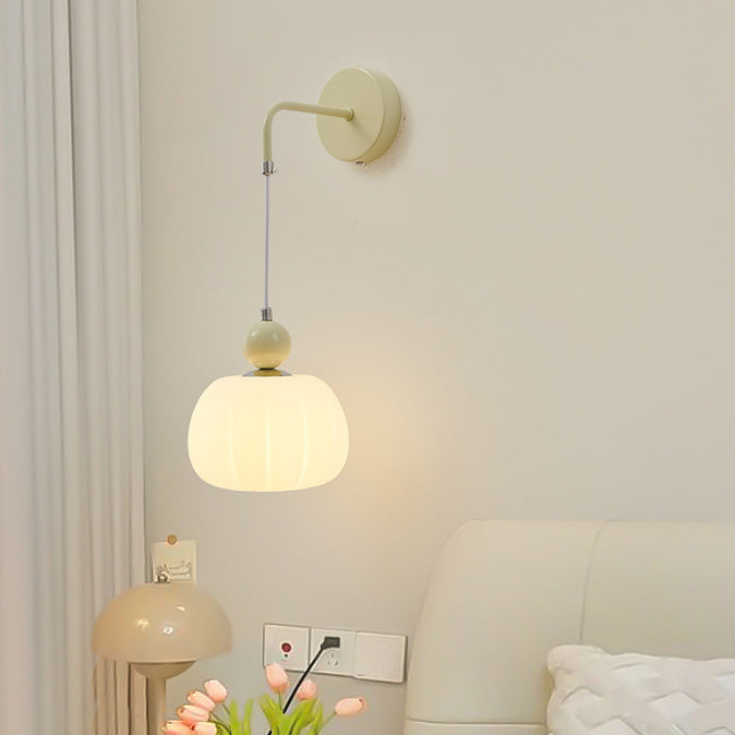 Small Pumpkin Shape Hardware PE 1-Light Wall Sconce Lamp