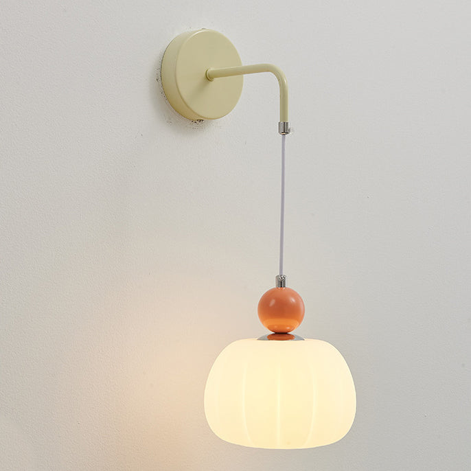 Small Pumpkin Shape Hardware PE 1-Light Wall Sconce Lamp