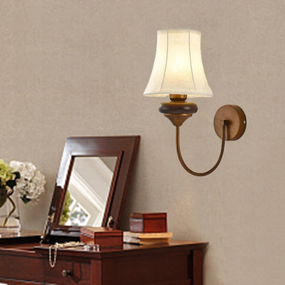 Floral Shape Fabric Hardware Wood 1-Light Wall Sconce Lamp