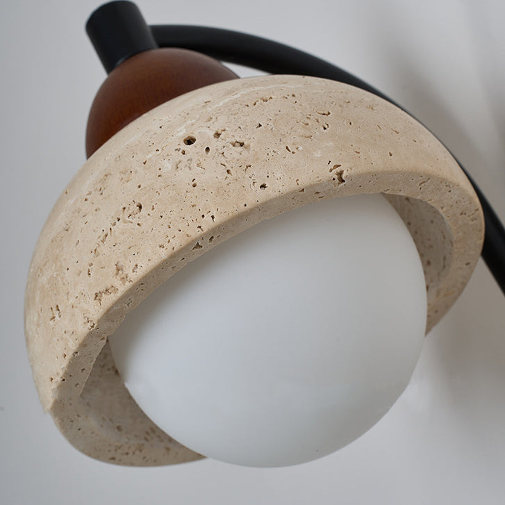 Japanese Yellow Travertine Wood 1-Light Wall Sconce Lamp