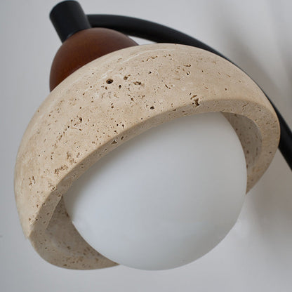 Japanese Yellow Travertine Wood 1-Light Wall Sconce Lamp
