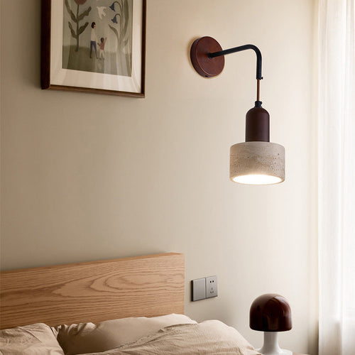 Japanese Yellow Travertine Wood 1-Light Wall Sconce Lamp