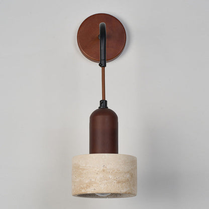 Japanese Yellow Travertine Wood 1-Light Wall Sconce Lamp