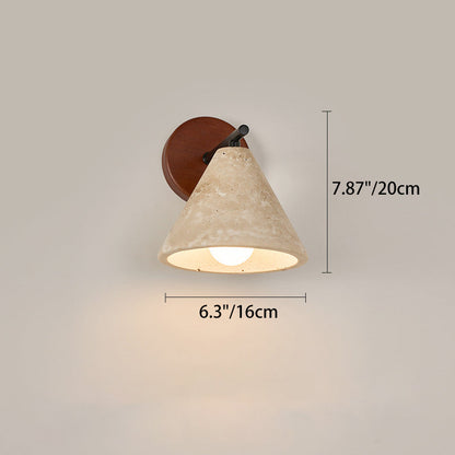 Japanese Yellow Travertine Wood 1-Light Wall Sconce Lamp