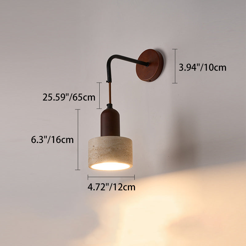 Japanese Yellow Travertine Wood 1-Light Wall Sconce Lamp