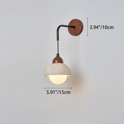 Japanese Yellow Travertine Wood 1-Light Wall Sconce Lamp