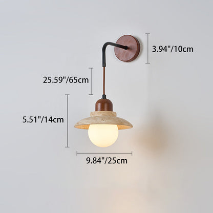 Japanese Yellow Travertine Wood 1-Light Wall Sconce Lamp