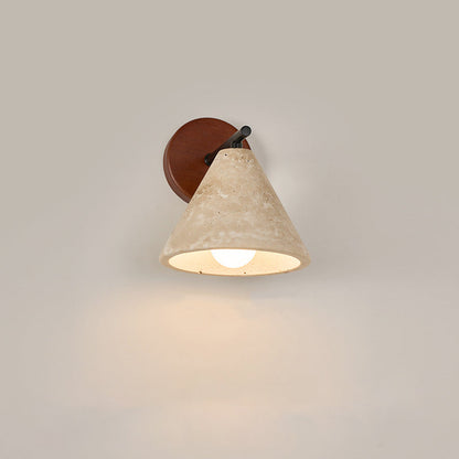 Japanese Yellow Travertine Wood 1-Light Wall Sconce Lamp