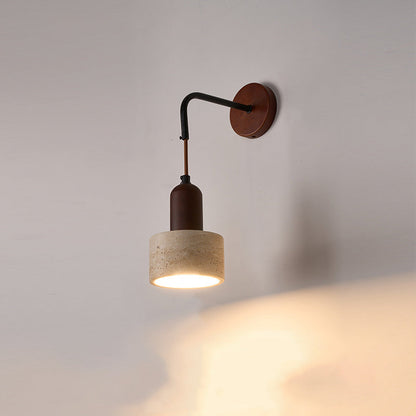 Japanese Yellow Travertine Wood 1-Light Wall Sconce Lamp