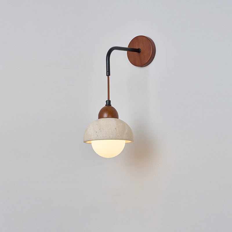 Japanese Yellow Travertine Wood 1-Light Wall Sconce Lamp