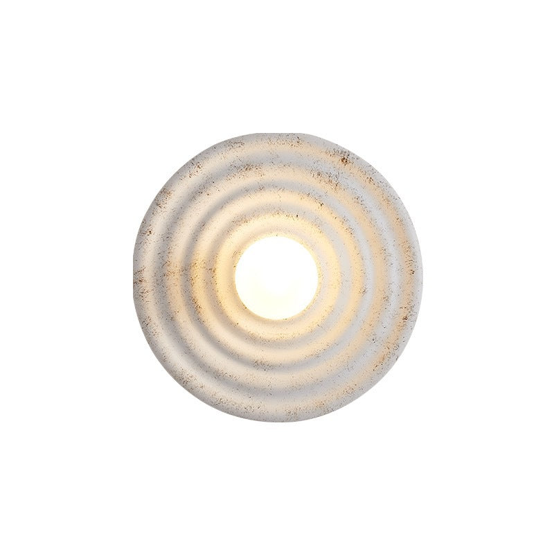 Japanese Round Ripple Resin Glass 1-Light Wall Sconce Lamp