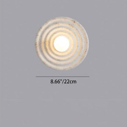 Japanese Round Ripple Resin Glass 1-Light Wall Sconce Lamp