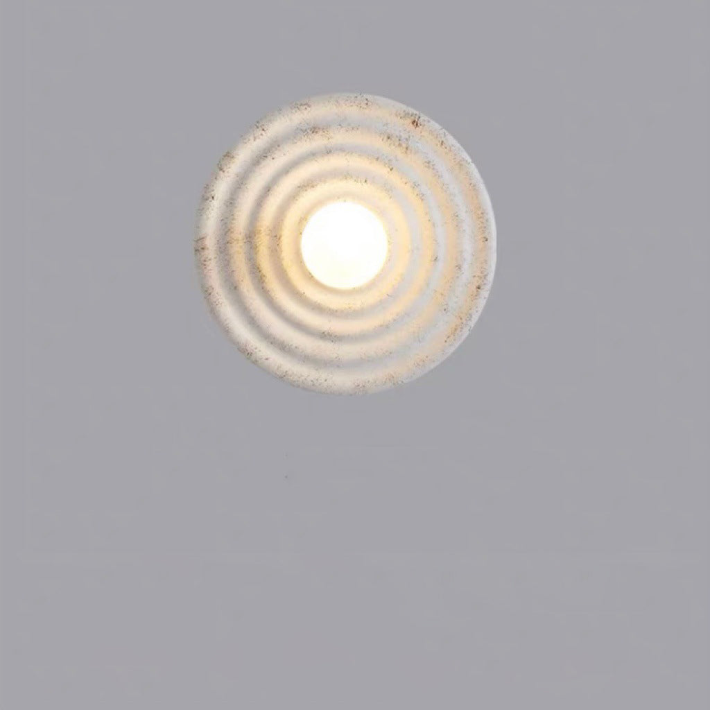 Japanese Round Ripple Resin Glass 1-Light Wall Sconce Lamp