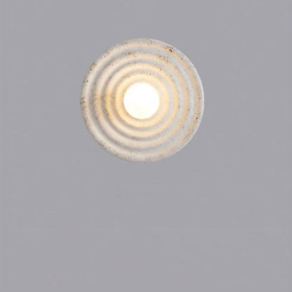 Japanese Round Ripple Resin Glass 1-Light Wall Sconce Lamp