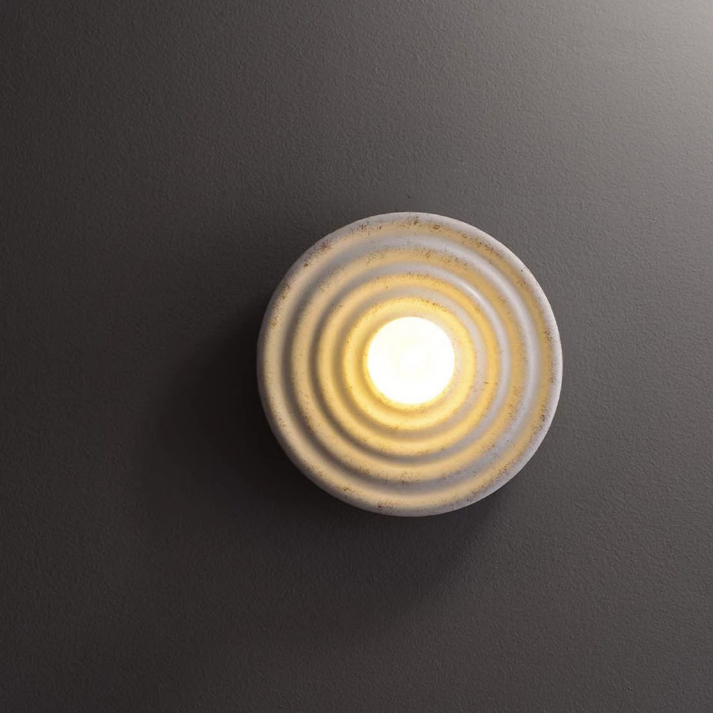 Japanese Round Ripple Resin Glass 1-Light Wall Sconce Lamp