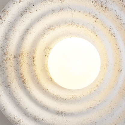 Japanese Round Ripple Resin Glass 1-Light Wall Sconce Lamp