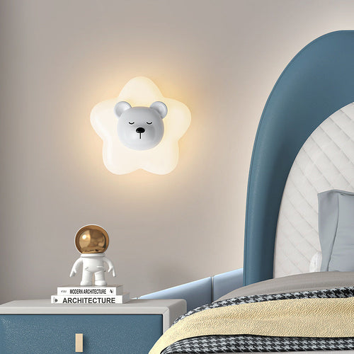 Cartoon Bear Star Moon Shape PE Iron LED Wall Sconce Lamp