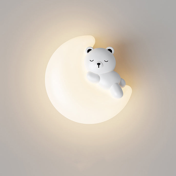 Cartoon Bear Star Moon Shape PE Iron LED Wall Sconce Lamp