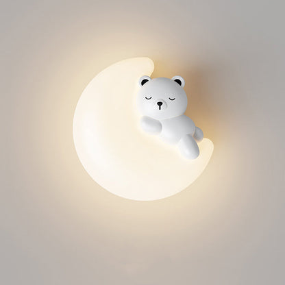 Cartoon Bear Star Moon Shape PE Iron LED Wall Sconce Lamp