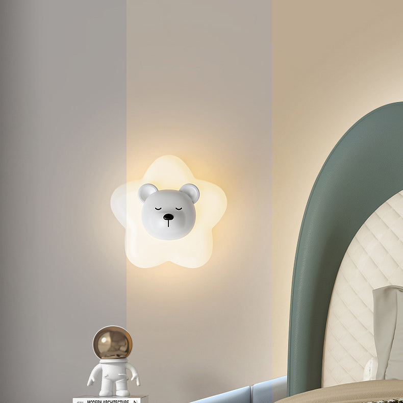 Cartoon Bear Star Moon Shape PE Iron LED Wall Sconce Lamp