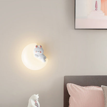 Cartoon Bear Star Moon Shape PE Iron LED Wall Sconce Lamp