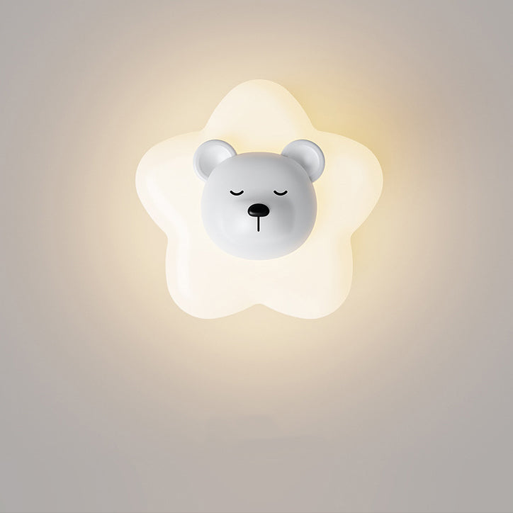Cartoon Bear Star Moon Shape PE Iron LED Wall Sconce Lamp