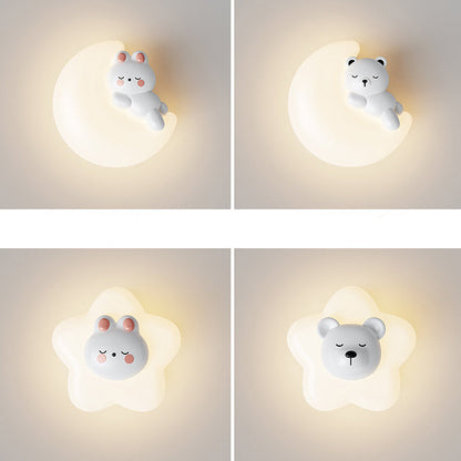 Cartoon Bear Star Moon Shape PE Iron LED Wall Sconce Lamp