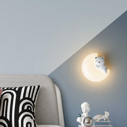 Cartoon Bear Star Moon Shape PE Iron LED Wall Sconce Lamp