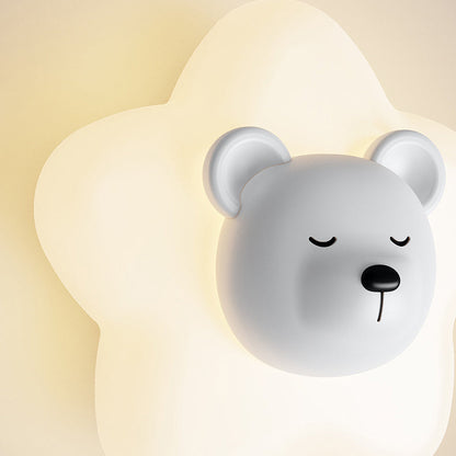 Cartoon Bear Star Moon Shape PE Iron LED Wall Sconce Lamp