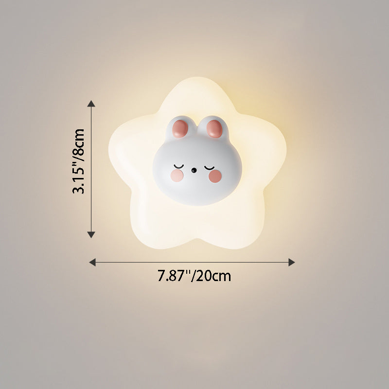 Cartoon Bear Star Moon Shape PE Iron LED Wall Sconce Lamp
