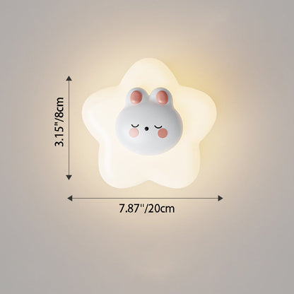 Cartoon Bear Star Moon Shape PE Iron LED Wall Sconce Lamp