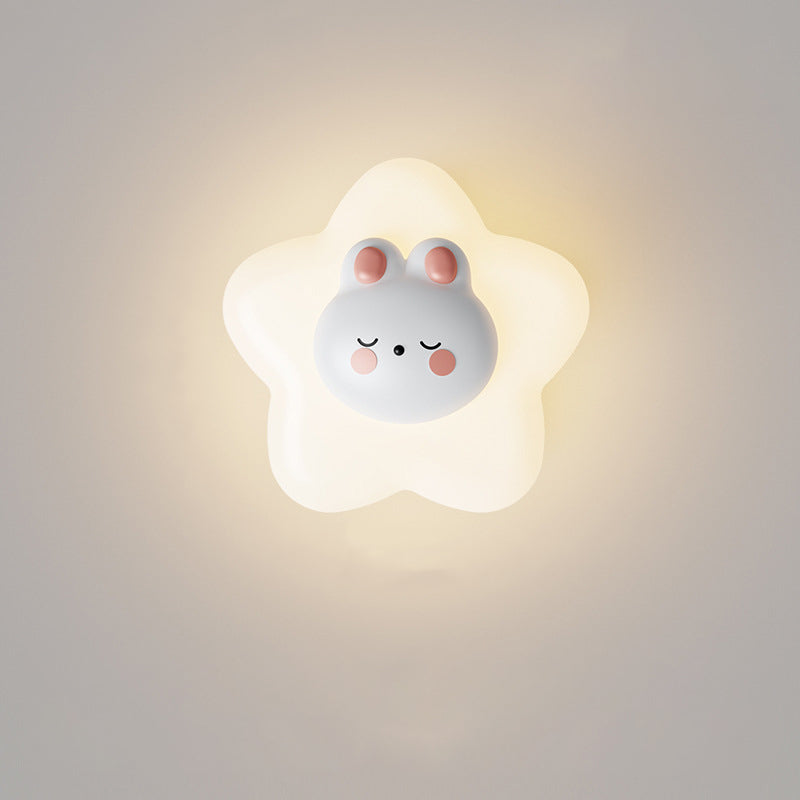 Cartoon Bear Star Moon Shape PE Iron LED Wall Sconce Lamp