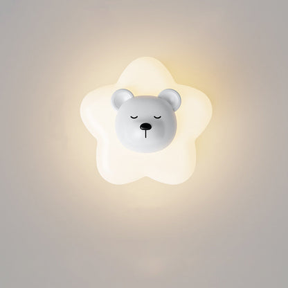 Cartoon Bear Star Moon Shape PE Iron LED Wall Sconce Lamp