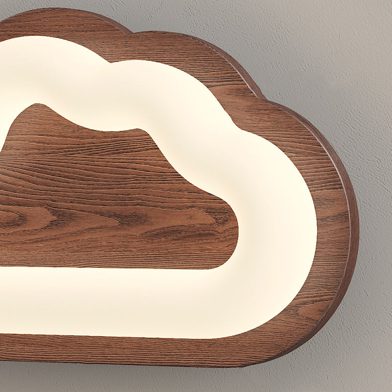 Creative Cloud Wood Base PE Shade LED Wall Sconce Lamp